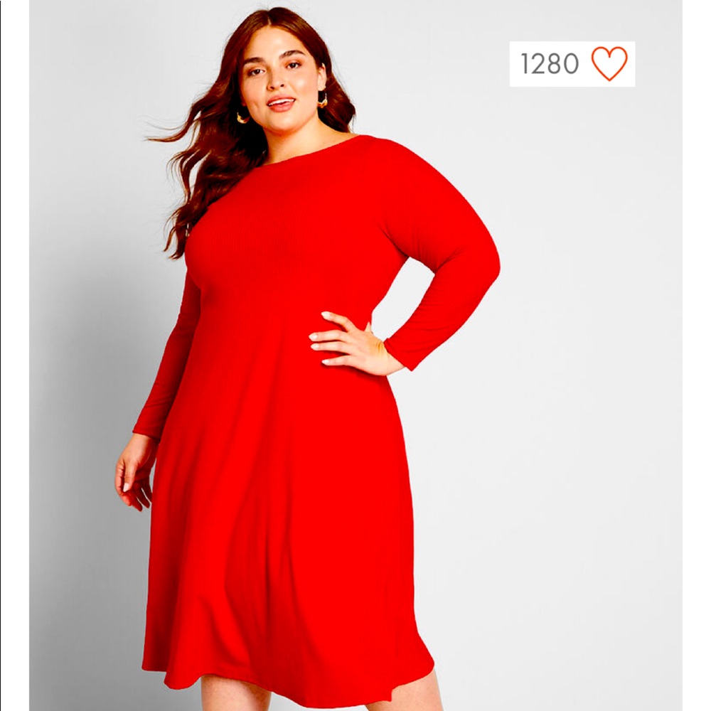 ModCloth Sweet Simplicity Red Long Sleeve Dress 1X